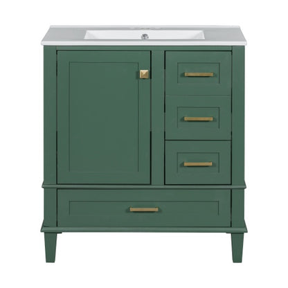 30" Bathroom Vanity – Modern Storage Cabinet with Soft Closing Door, 3 Drawers & Solid Wood Frame