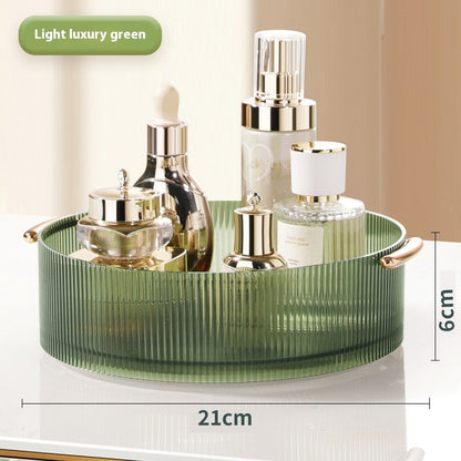 Rotating Plastic Cosmetic Storage Box – Modern Simplicity with Striped Design