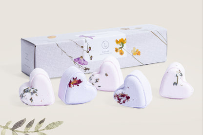Heart-Shaped Lavender Shower Steamers – Set of 5 in Gift Box, Personalized Option Available