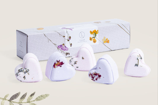 Heart-Shaped Lavender Shower Steamers – Set of 5 in Gift Box, Personalized Option Available