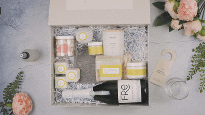 Congratulations Gift Box – Personalized Self-Care Set with Wine, Spa Essentials & Custom Name Lid