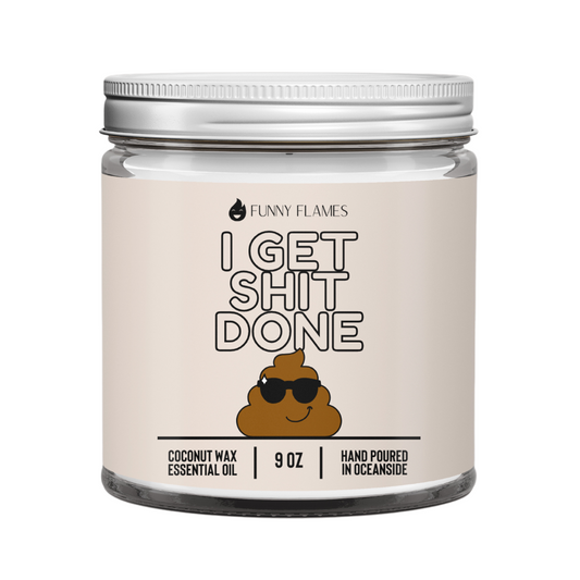 I Get Sh*t Done" Emoji Bathroom Candle – Peppermint Scent, 9oz Funny Bathroom Essential