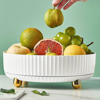 Rotating Plastic Cosmetic Storage Box – Modern Simplicity with Striped Design