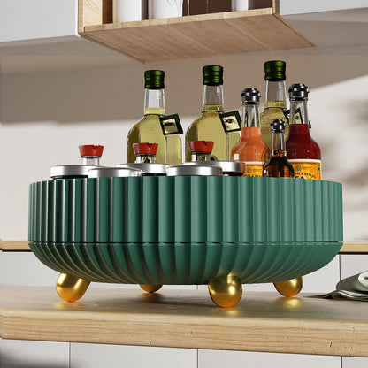 Rotating Plastic Cosmetic Storage Box – Modern Simplicity with Striped Design