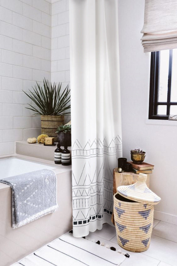 Free-Perforated Waterproof Polyester Shower Curtain – Versatile Bathroom Fit