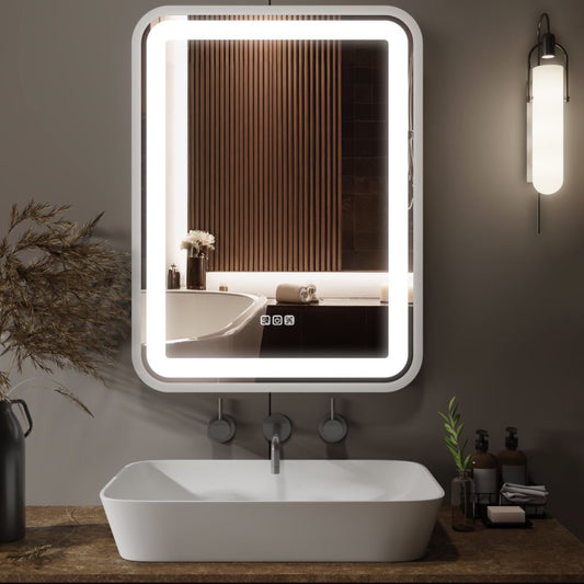 Smart LED Bathroom Vanity Mirror with Light – Dimmable, 3 Color Temperatures, Anti-Fog, Memory Function, Vertical & Horizontal Mounting for Over Sink Use