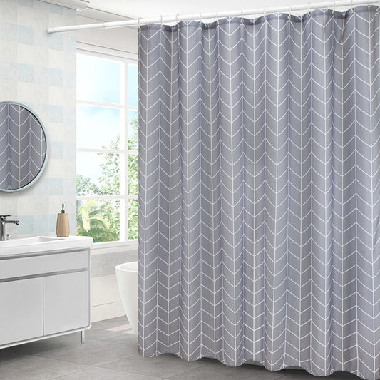 Waterproof Polyester Shower Curtain – Fashion Minimalist Grey Stripe Design