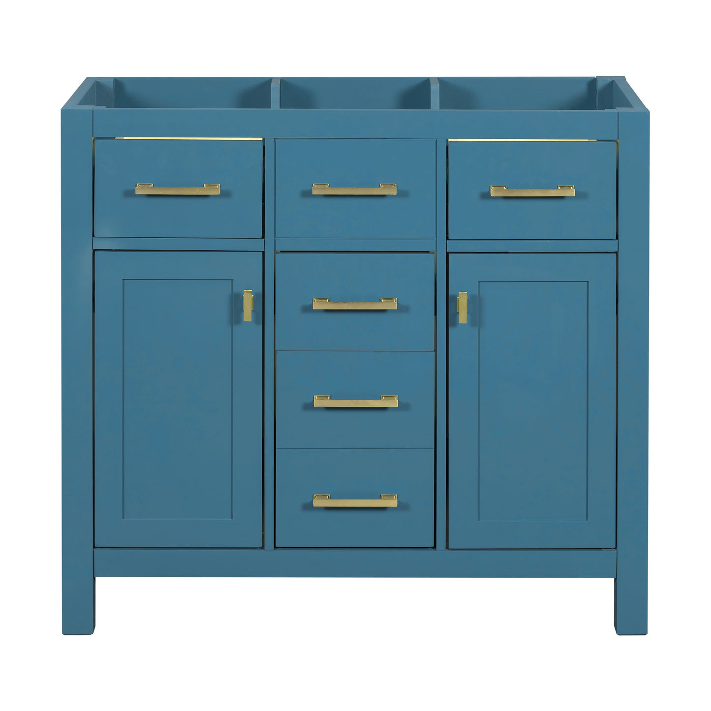 36" Solid Wood Freestanding Bathroom Cabinet – Modern Storage with 4 Drawers & 2 Cabinets