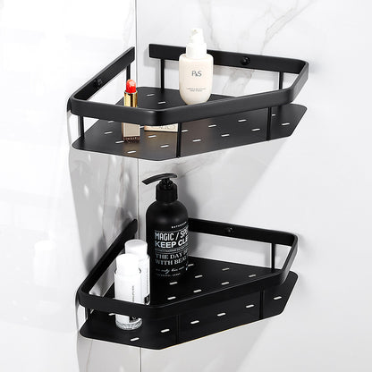 Corner Wall-Mount Bathroom Storage Rack – Solid Copper, Light Luxury Finish