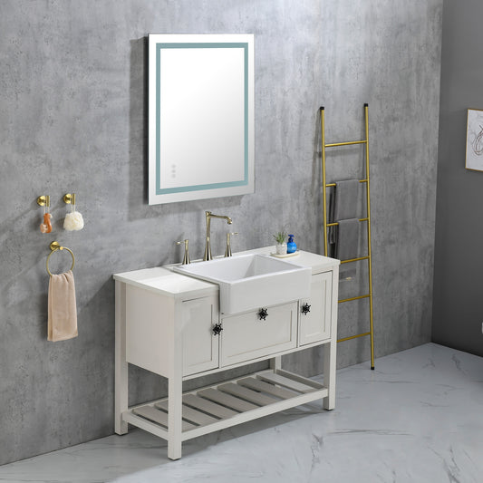 36x28 Inch LED Bathroom Mirror – Front & Backlit, 3-Color Adjustable, Anti-Fog, Memory Function