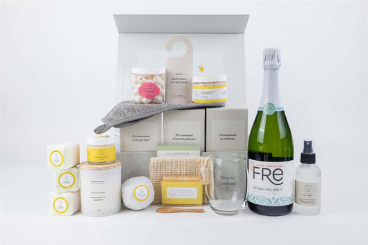 Congratulations Gift Box – Personalized Self-Care Set with Wine, Spa Essentials & Custom Name Lid