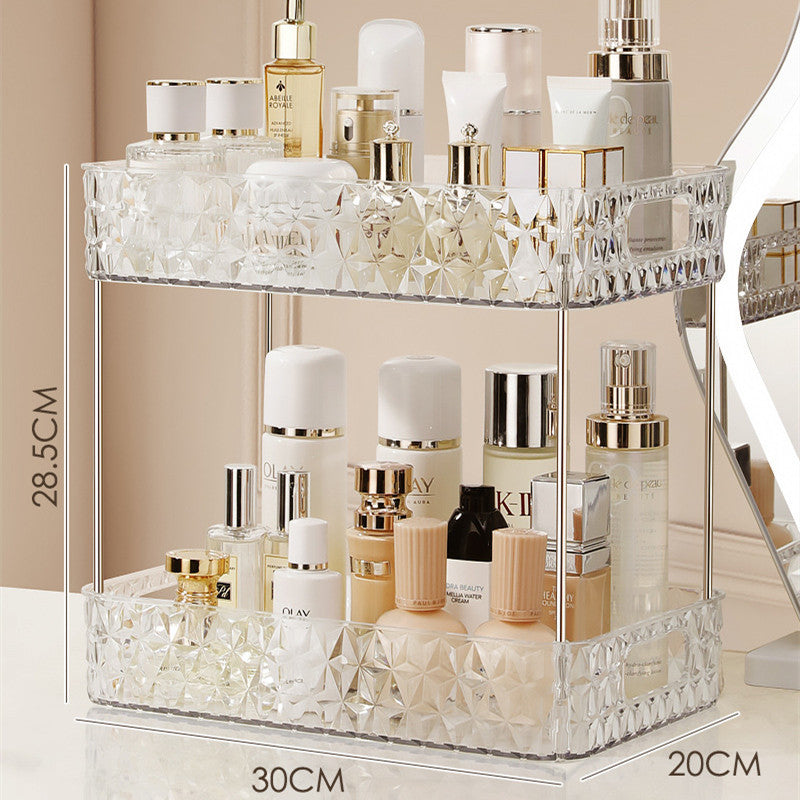 Light Luxury Mobile Bathroom Storage Trolley – Transparent Plastic with Diamond Pattern