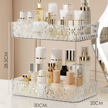 Light Luxury Mobile Bathroom Storage Trolley – Transparent Plastic with Diamond Pattern