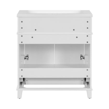 30'' Bathroom Vanity with Resin Sink – Solid Wood Frame, Soft Closing Doors, Retro Style, White