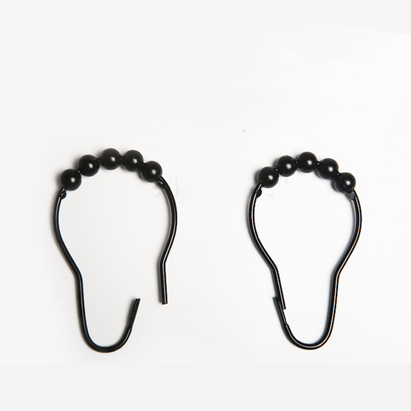 Nordic Black Metal Shower Curtain Hooks – Pack of 12