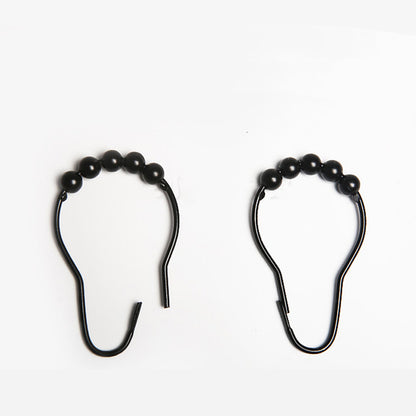 Nordic Black Metal Shower Curtain Hooks – Pack of 12