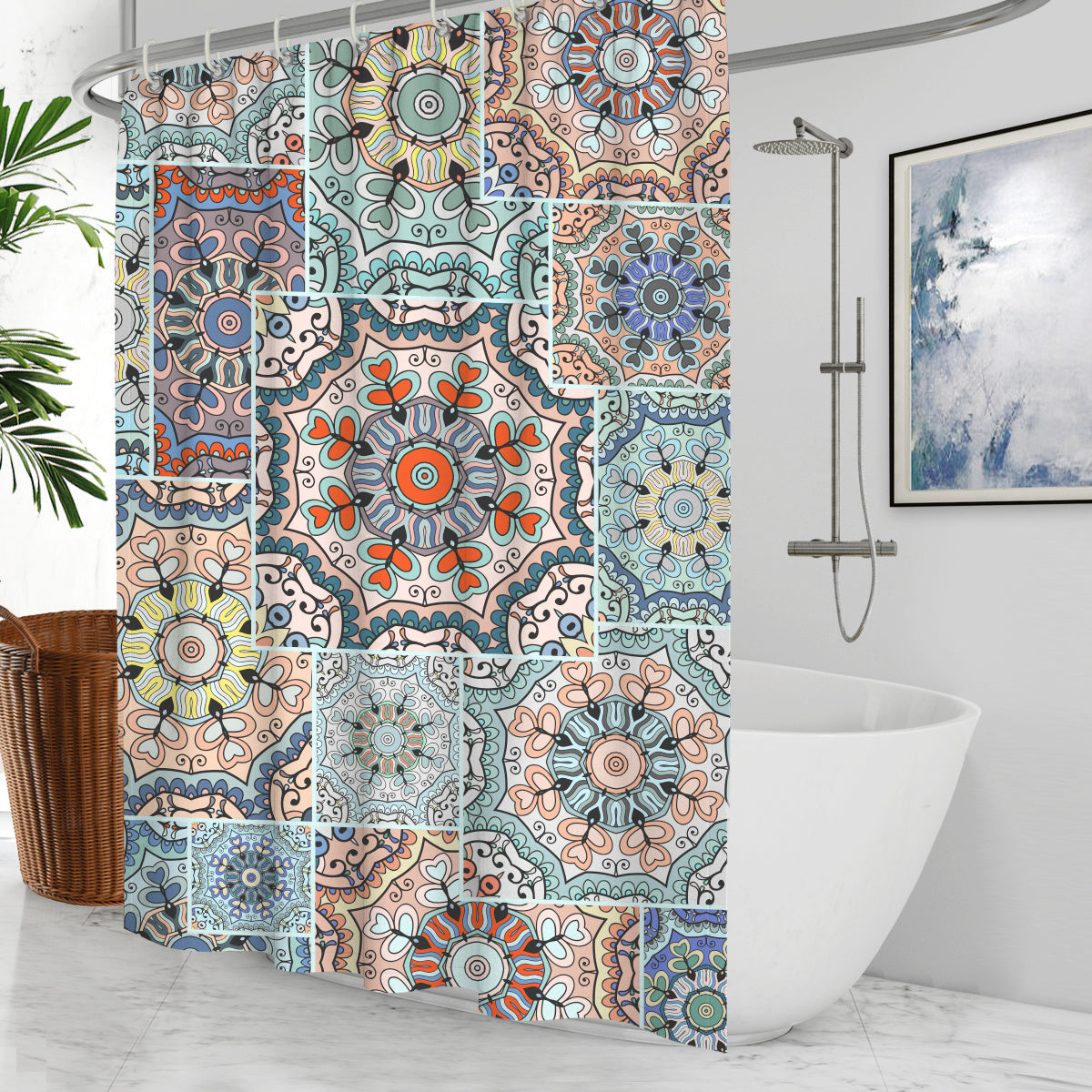 Waterproof Polyester Shower Curtain – Customizable American Style