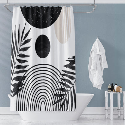 Geometric Waterproof Shower Curtain – Mildew-Resistant Polyester with Tassel Detail
