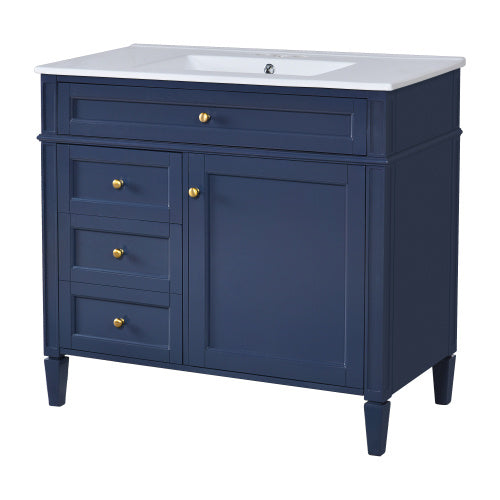 36'' Bathroom Vanity With Medicine Cabinet, Modern Bathroom Storage Cabinet With 2 Soft Closing Doors And 4 Drawers, Single Sink Bathroom Vanity
