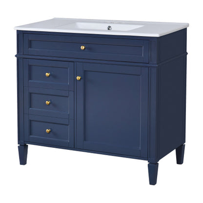 36'' Bathroom Vanity With Medicine Cabinet, Modern Bathroom Storage Cabinet With 2 Soft Closing Doors And 4 Drawers, Single Sink Bathroom Vanity