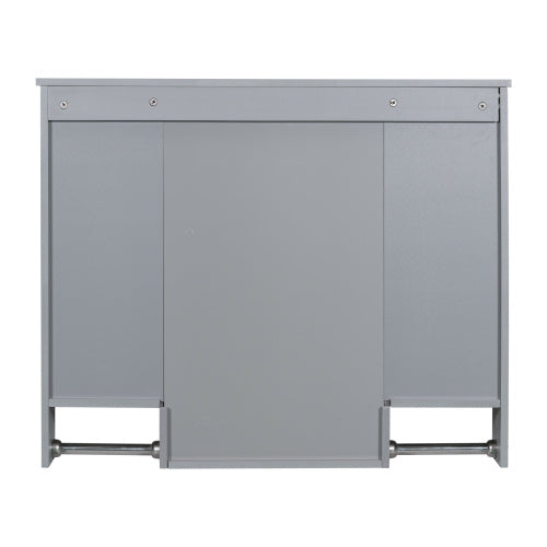36'' Bathroom Vanity With Top Sink, Modern Mirror Cabinet With Towels Bar, Bathroom Storage Cabinet With 2 Soft Closing Doors And 6 Drawers, Single Sink Bathroom Vanity