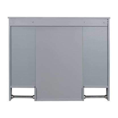 36'' Bathroom Vanity With Top Sink, Modern Mirror Cabinet With Towels Bar, Bathroom Storage Cabinet With 2 Soft Closing Doors And 6 Drawers, Single Sink Bathroom Vanity