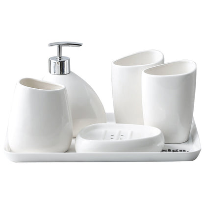 Simple White Porcelain Bathroom Five-Piece Set