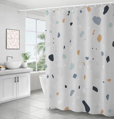 Morandi Terrazzo Shower Curtain – Thickened Waterproof Polyester in Nordic Palette