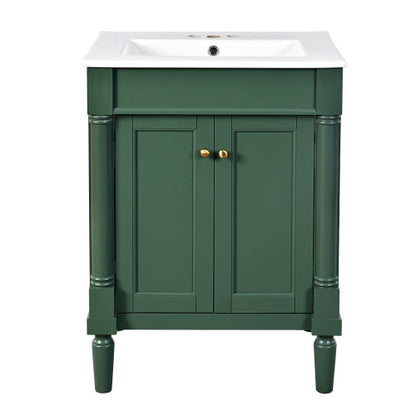 24" Bathroom Vanity with Top Sink – 2-Tier Modern Storage Cabinet, Large Shelves & Clean Lines