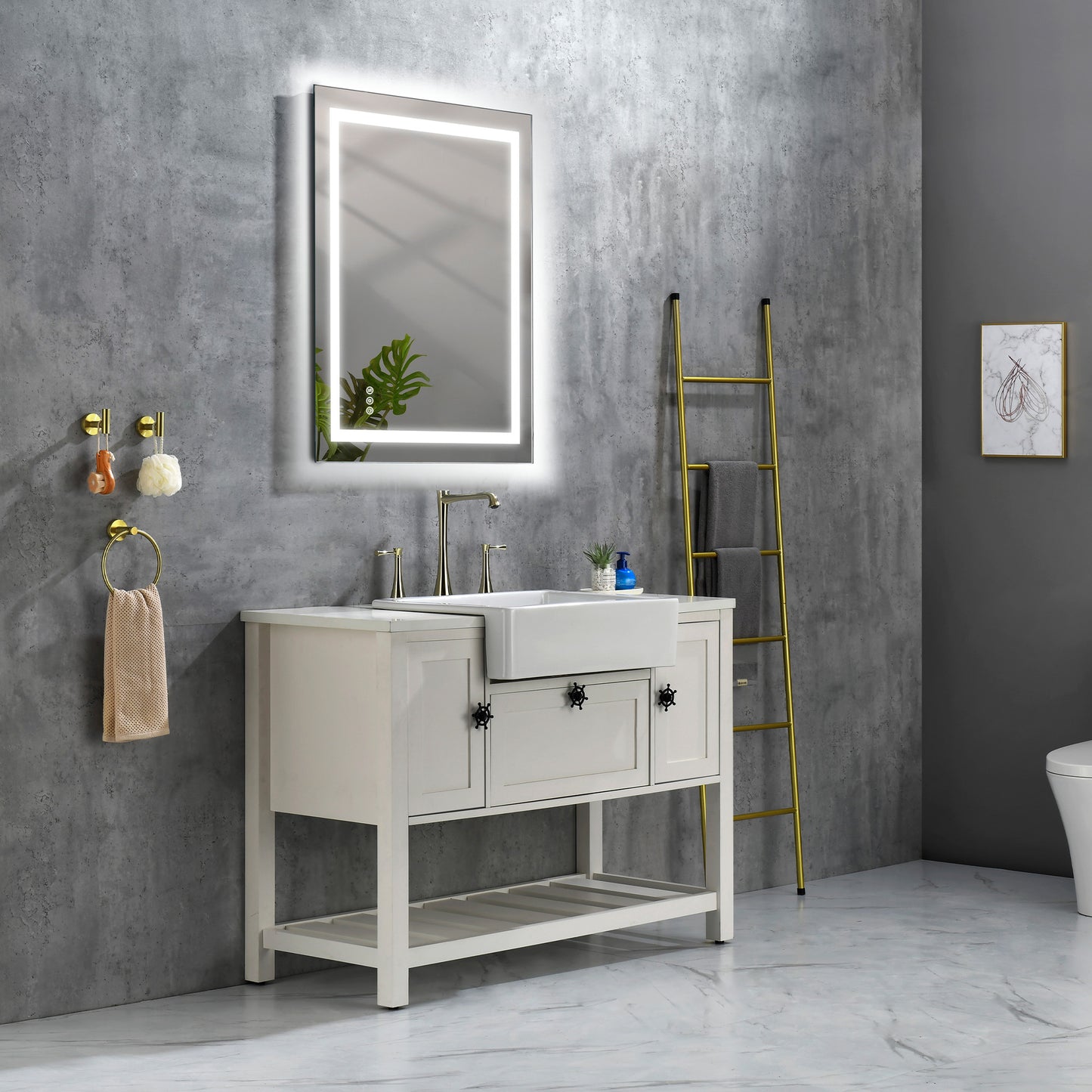 36x28 Inch LED Bathroom Mirror – Front & Backlit, 3-Color Adjustable, Anti-Fog, Memory Function