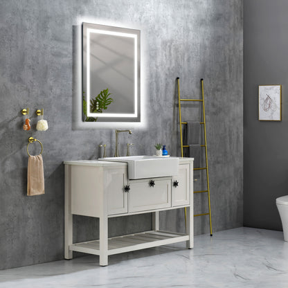 36x28 Inch LED Bathroom Mirror – Front & Backlit, 3-Color Adjustable, Anti-Fog, Memory Function