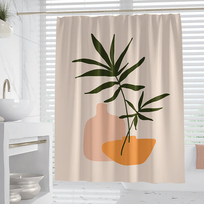 Hand-Drawn Woman Geometric Line Illustration Shower Curtain – Premium Polyester