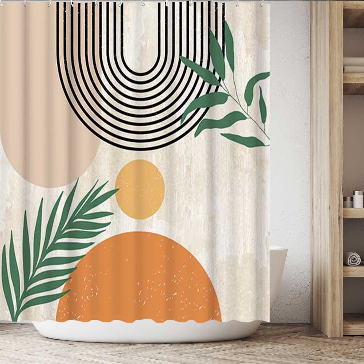 Abstract Bohemian Arch Sun Shower Curtain – Durable Polyester with Artistic Flair