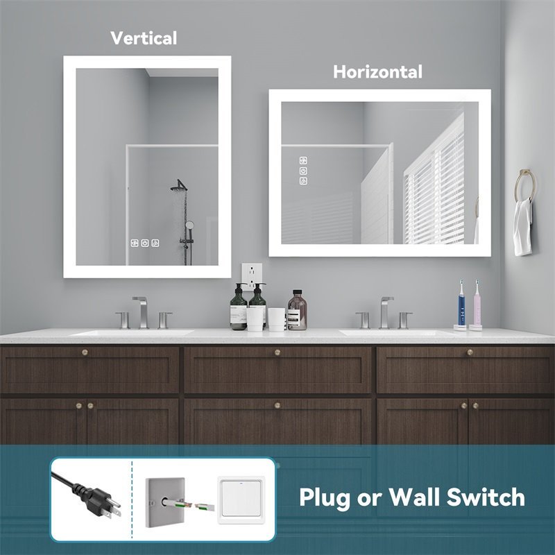 LED Bathroom Wall Medicine Cabinet Mirror – Lighted Mirror with Storage, Dimmable, 3 Color Temperatures, Anti-Fog, Adjustable Shelves, 2 Sockets & 2 USB Interfaces
