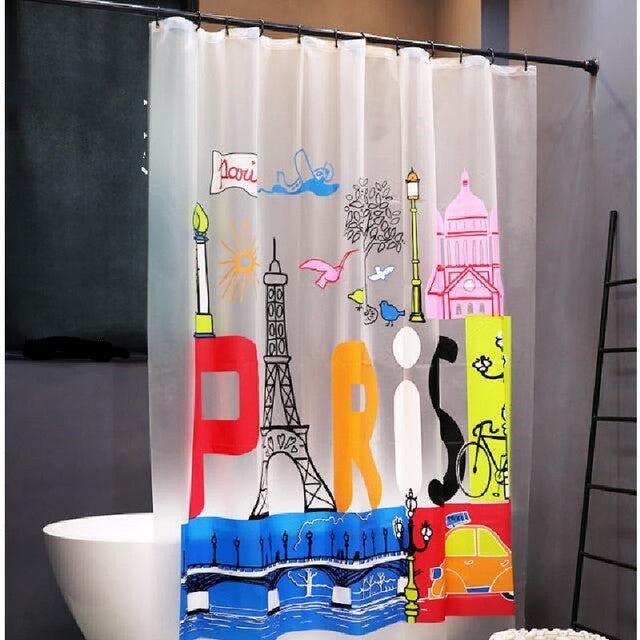 Cartoon-Printed Thickened Bathroom Shower Curtain – Mildew-Proof EVA Material