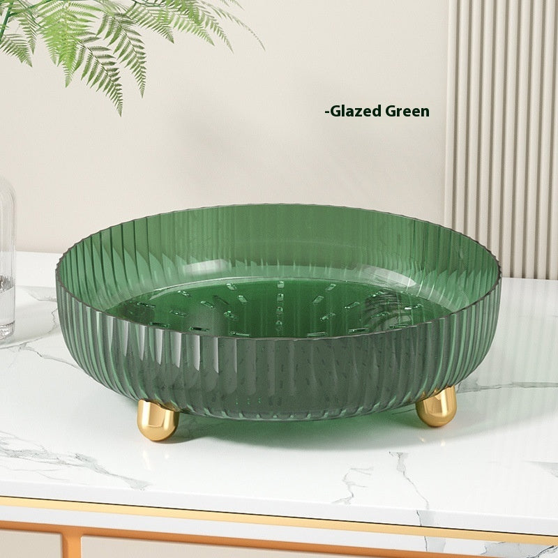 Rotating Plastic Cosmetic Storage Box – Modern Simplicity with Striped Design