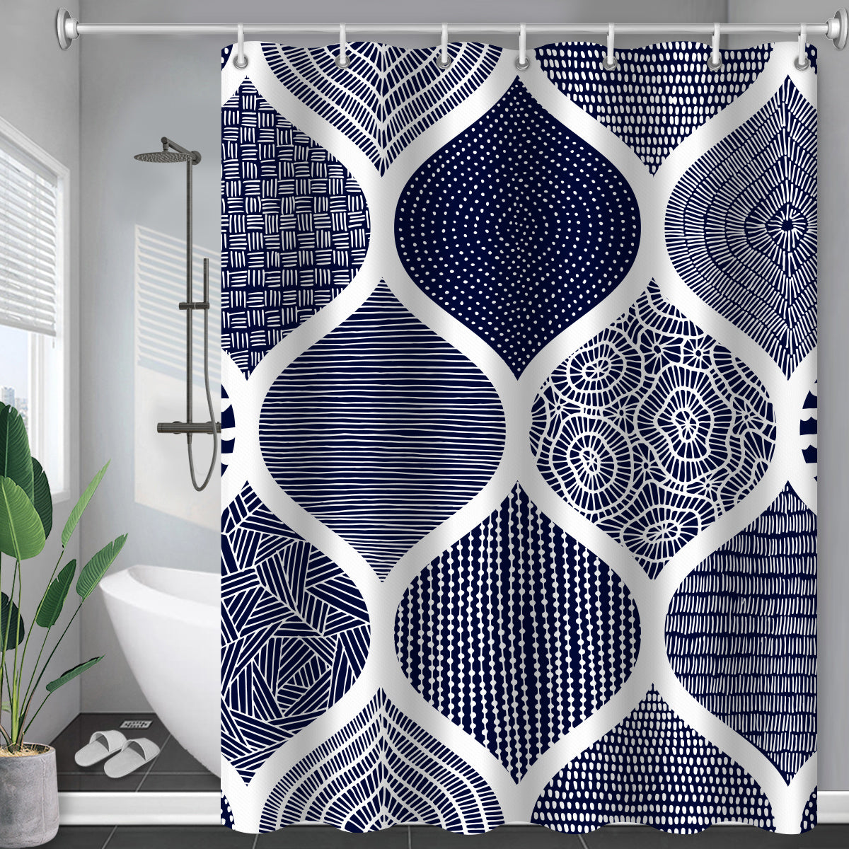 Waterproof Polyester Shower Curtain – Customizable American Style