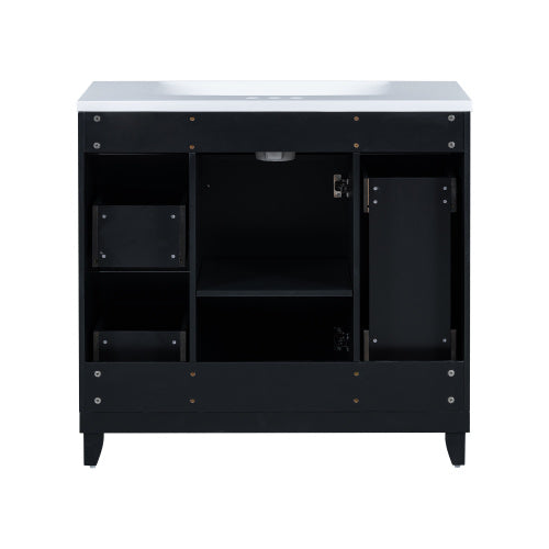 36" Bathroom Vanity Cabinet with Sink Top Combo Set – Black Shaker Design with Soft Closing Doors and 3 Drawers
