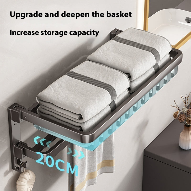 Gun Gray Aluminum Bathroom Storage Rack – Punch-Free, Modular Mesh System