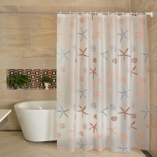 Punch-Free Waterproof Shower Curtain – PEVA, Mildew-Resistant with Hook Set