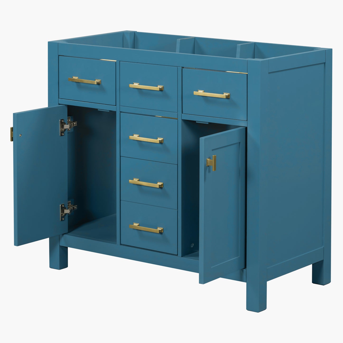 36" Solid Wood Freestanding Bathroom Cabinet – Modern Storage with 4 Drawers & 2 Cabinets