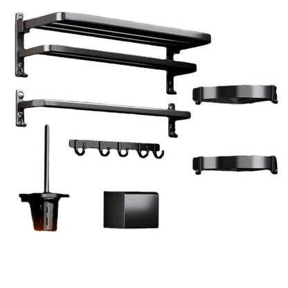Matte Black Bathroom Storage Rack Set – Alloy, Rust-Resistant, Nail-Free Installation