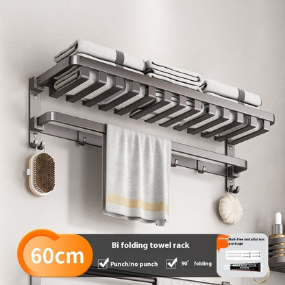 Gun Gray Aluminum Bathroom Storage Rack – Punch-Free, Modular Mesh System