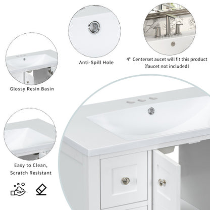 36'' Bathroom Vanity with Undermount Sink, Free Standing Vanity Set with 4 Drawers & Soft Closing Doors, Solid Wood Frame Bathroom Storage Cabinet