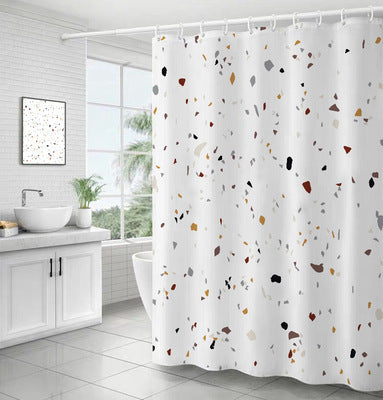 Morandi Terrazzo Shower Curtain – Thickened Waterproof Polyester in Nordic Palette