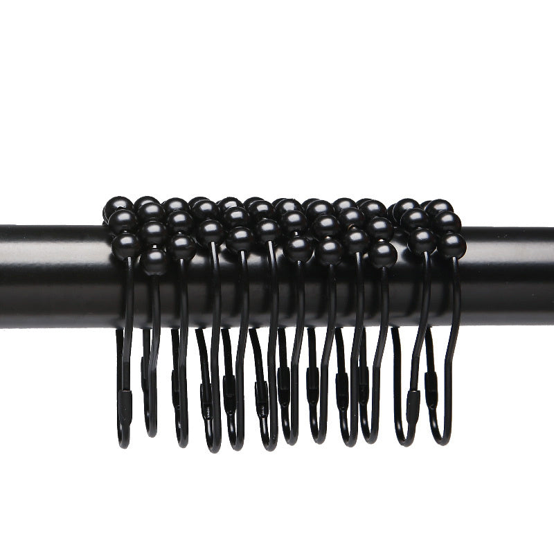 Nordic Black Metal Shower Curtain Hooks – Pack of 12