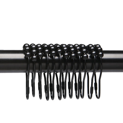 Nordic Black Metal Shower Curtain Hooks – Pack of 12