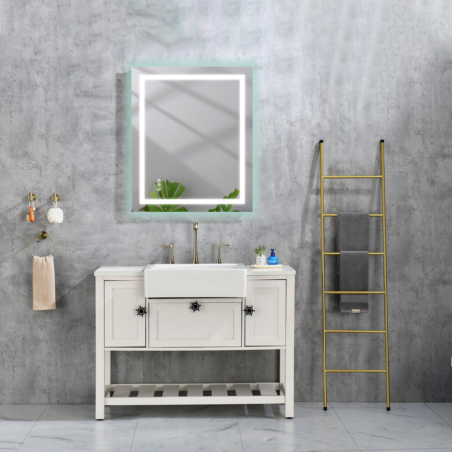 36x28 Inch LED Bathroom Mirror – Front & Backlit, 3-Color Adjustable, Anti-Fog, Memory Function