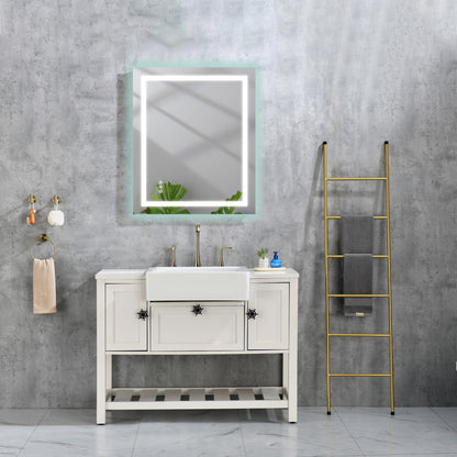 36x28 Inch LED Bathroom Mirror – Front & Backlit, 3-Color Adjustable, Anti-Fog, Memory Function