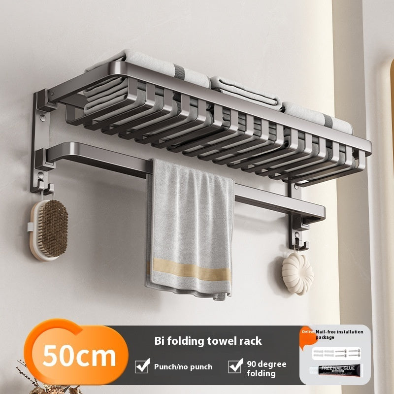 Gun Gray Aluminum Bathroom Storage Rack – Punch-Free, Modular Mesh System